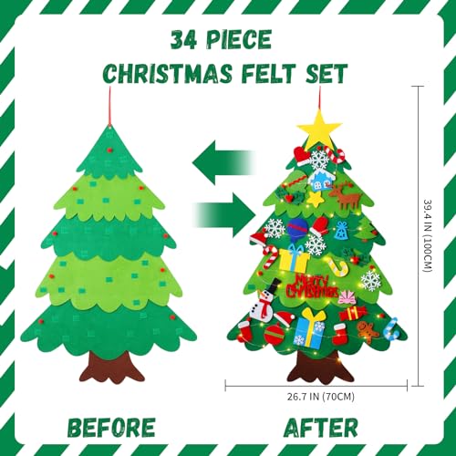 Felt Christmas Tree with 34 Ornaments O465792