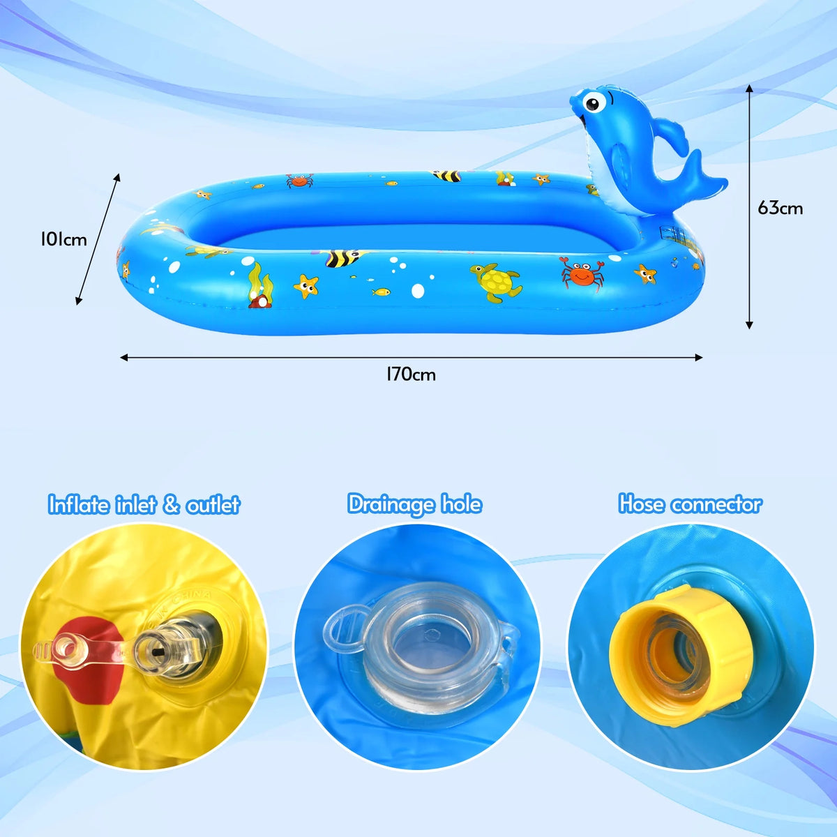 Inflatable Sprinkler Pool 170 * 101cm X388838