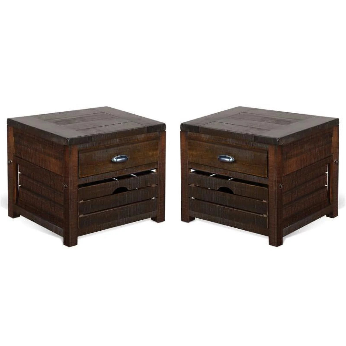 24" Mahogany Wood End Table Set of 2 D58609