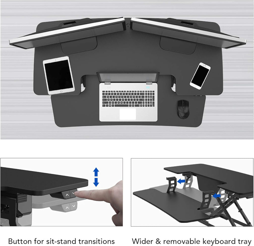 Electric Standing Desk Converter with Quick Release Keyboard Tray N82144