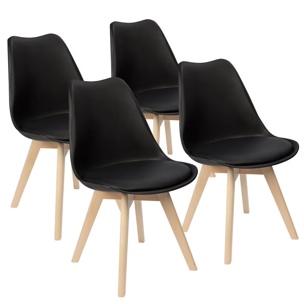 Black Upholstered Side Chair Set of 4 W7303