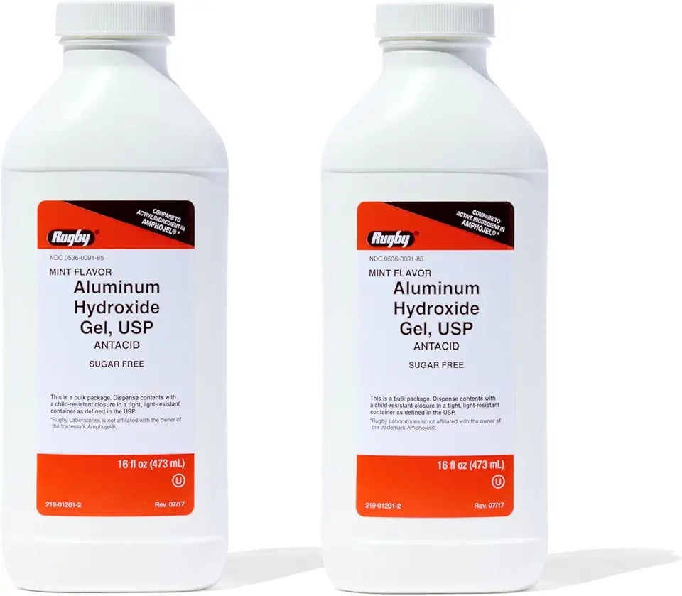 320 mg Aluminum Hydroxide Antacid Liquid, Sugar-Free Mint, 16 Fl. Oz. 2 Pack G839518