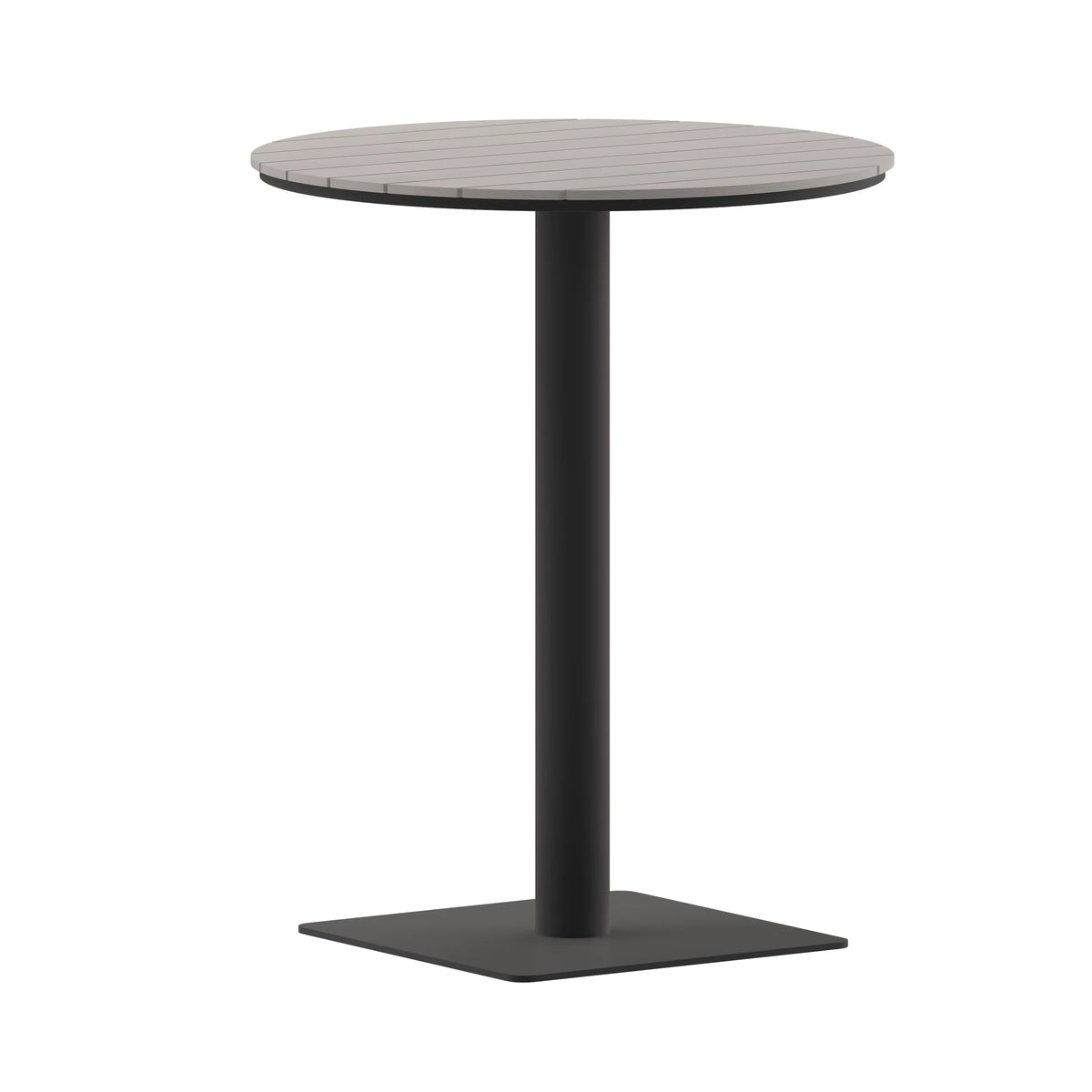 Round 24" Faux Teak Poly Slats Steel Frame Table T41230