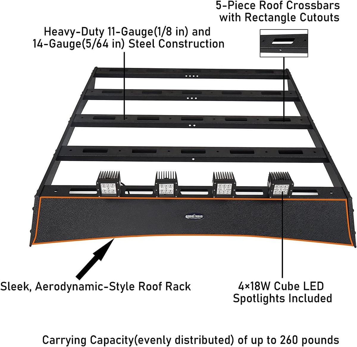 Roof Rack Cargo Carrier Crossbars Basket with LED Lights for Toyota Tacoma 05-22 Access Cab 2nd 3rd Gen Pickup Truck S31924