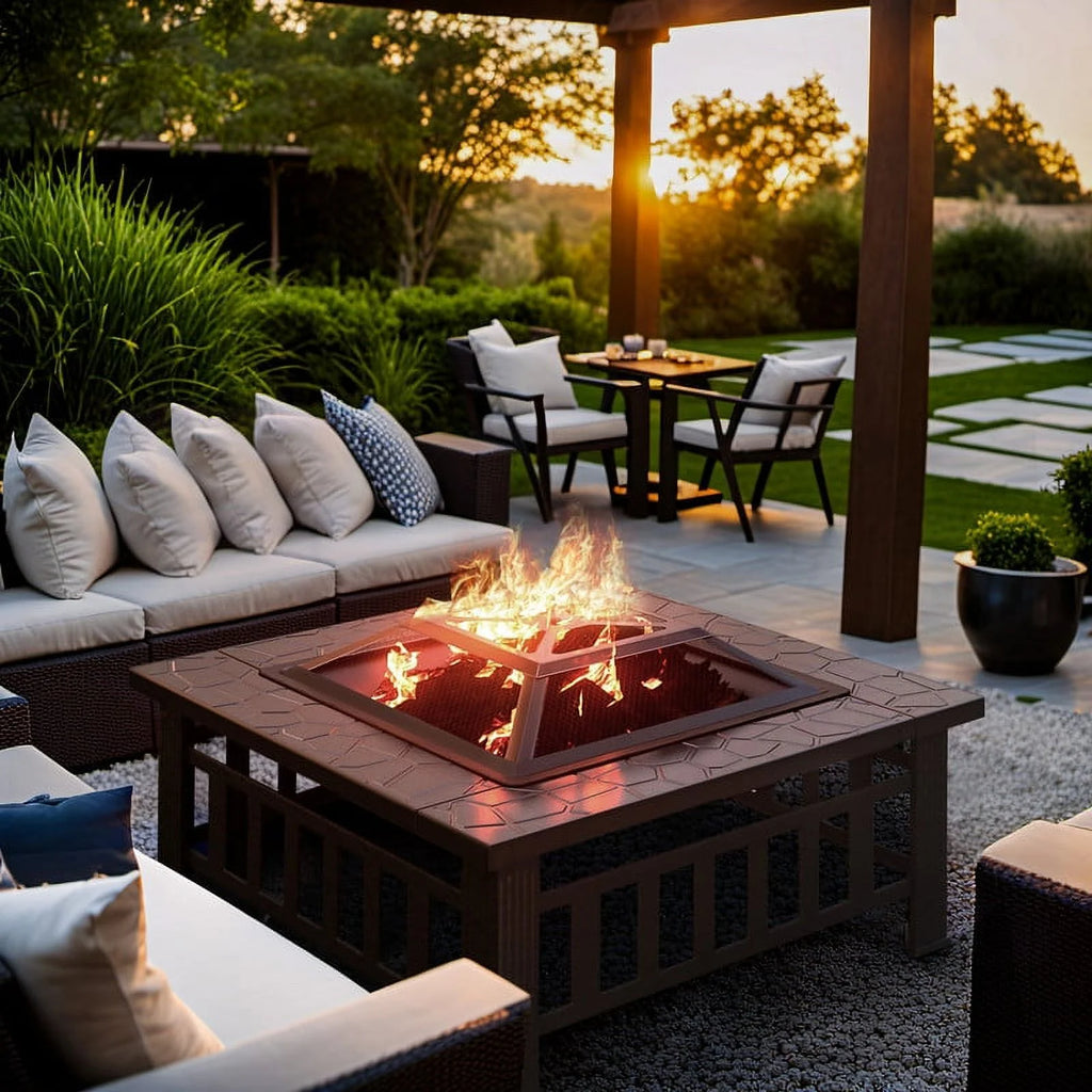 32 Multifunctional Square Metal Fire Pit Table Q602164