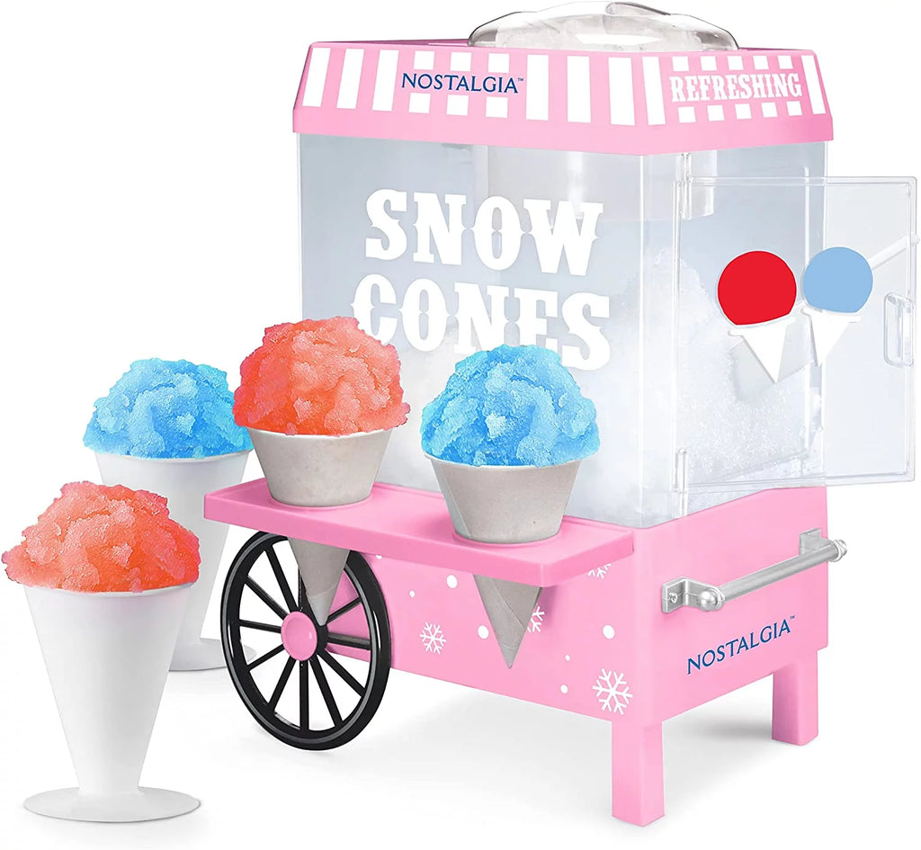 Pink Countertop Snow Cone Maker with 2 Reusable Cups & Ice Scoop I9576