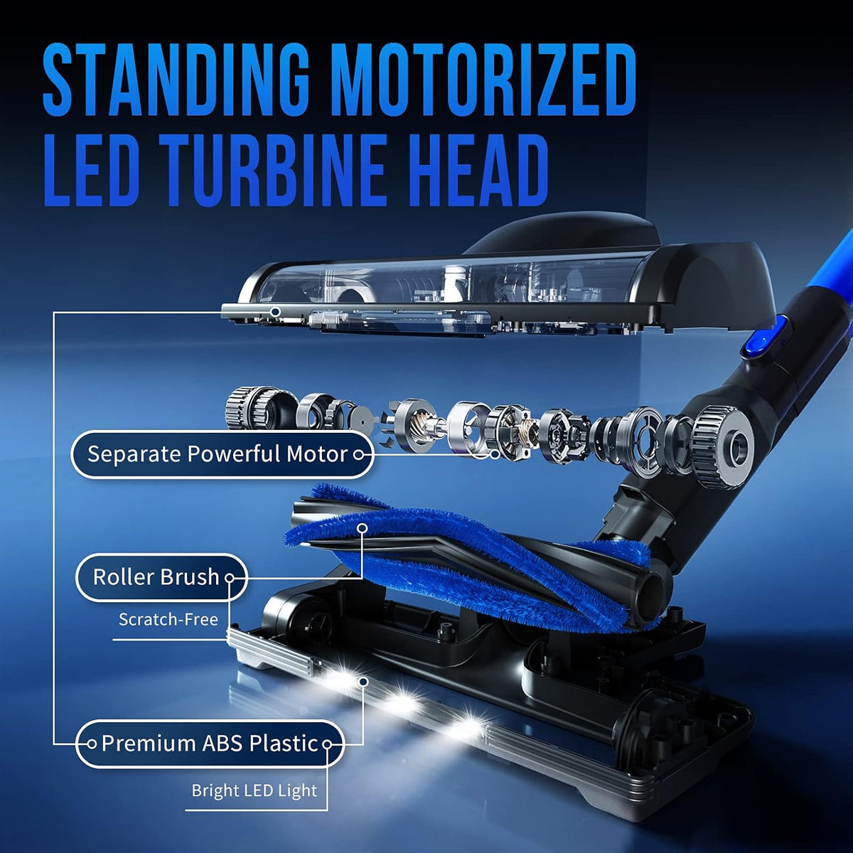 Cordless Stick Vacuum Cleaner with Headlight & Quadruple Filtration J1935