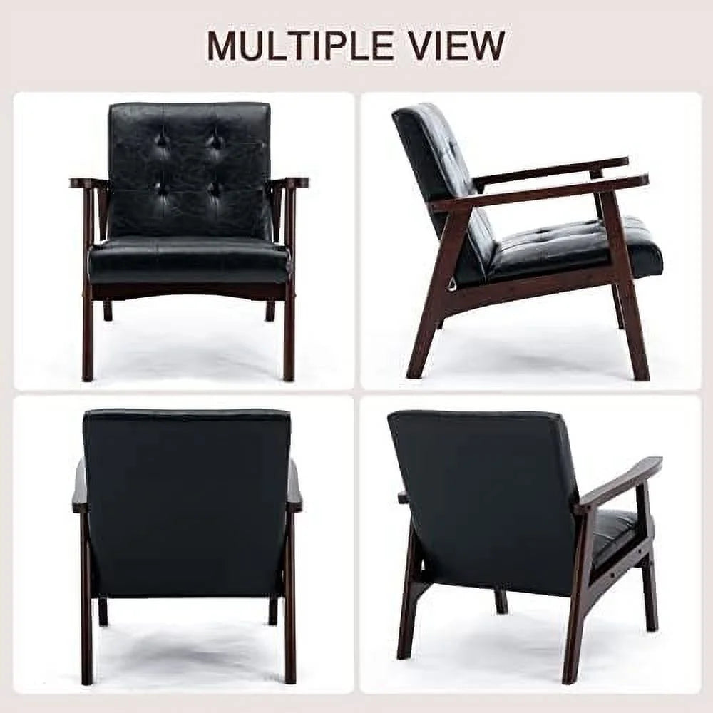Orange Faux Leather Accent Chair with Solid Wood Frame Y65663