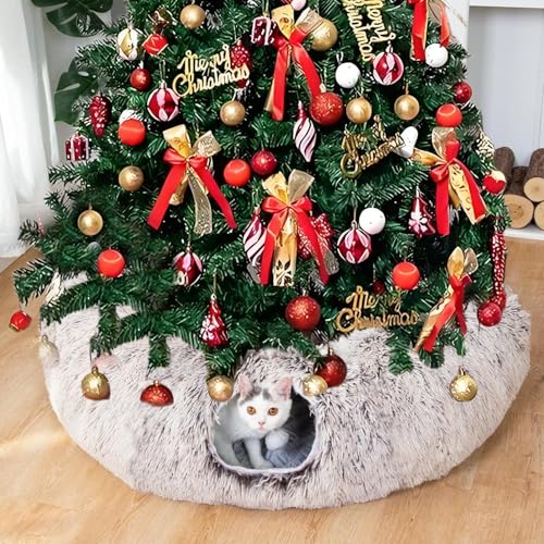 White Plush Collapsible Cat Dog Tunnel Bed L277
