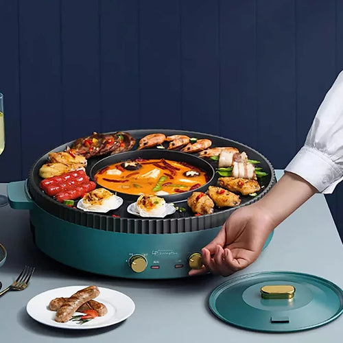2 in 1 Non-Stick Electric Grill and Hot Pot V48736