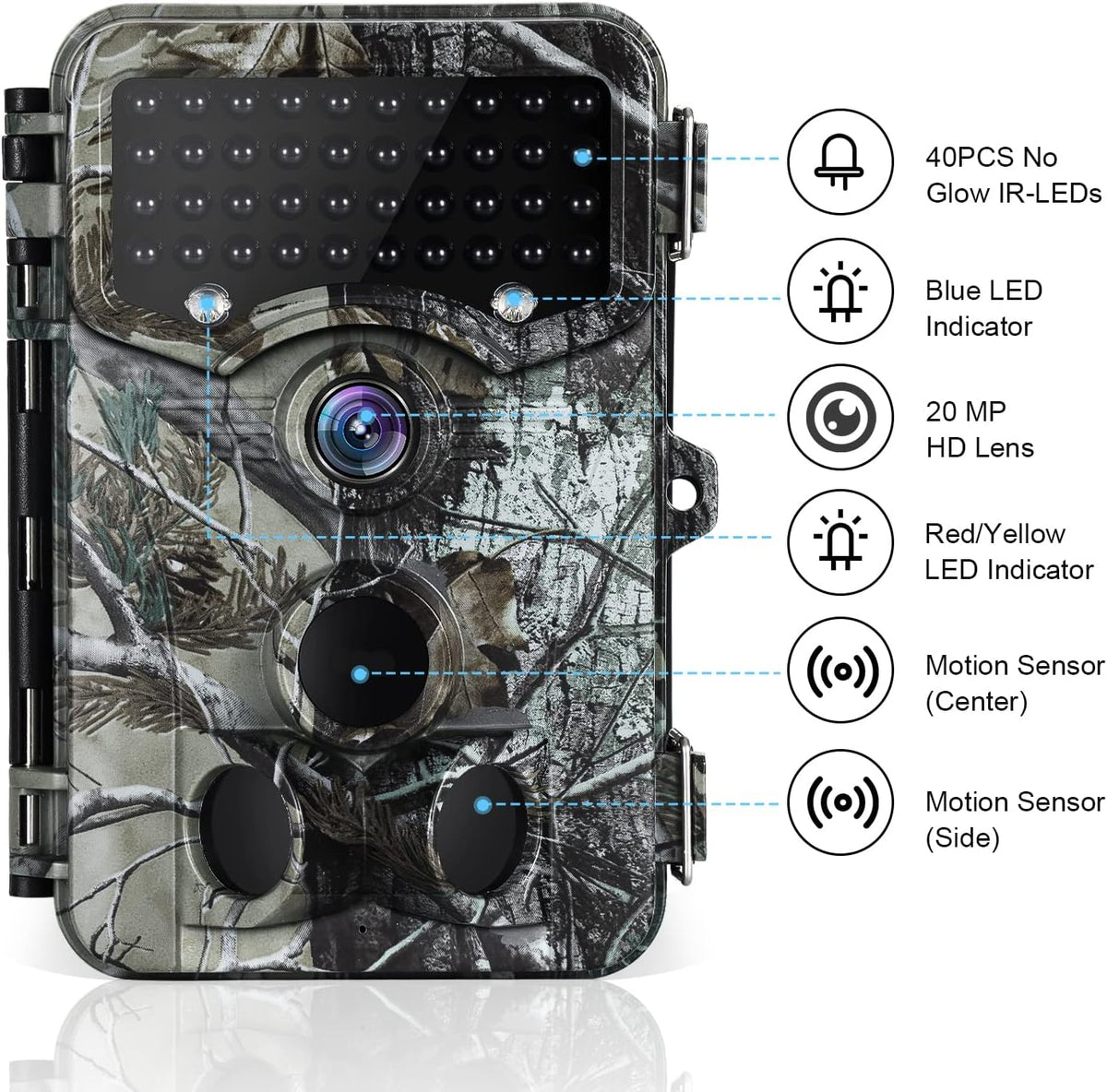 1520P 20MP Waterproof Game Camera with 80ft No Glow Motion Activated Detection C871