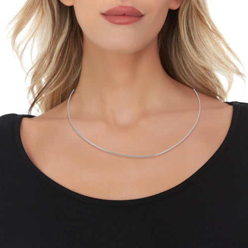 14k White Gold 1mm Omega Chain Necklace S157211