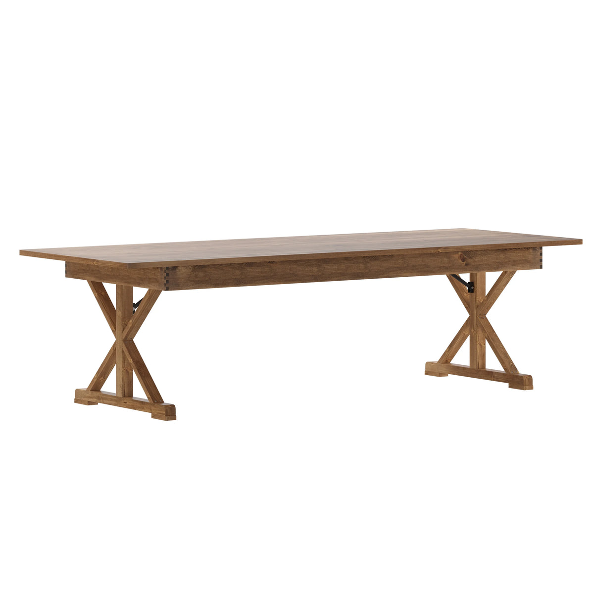 Rectangular Solid Pine Folding Farm Table with Crisscross Legs D28600