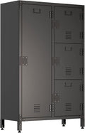 4 Door Black Steel Storage Cabinet with Vented Lockable Magnetic Doors Z39788