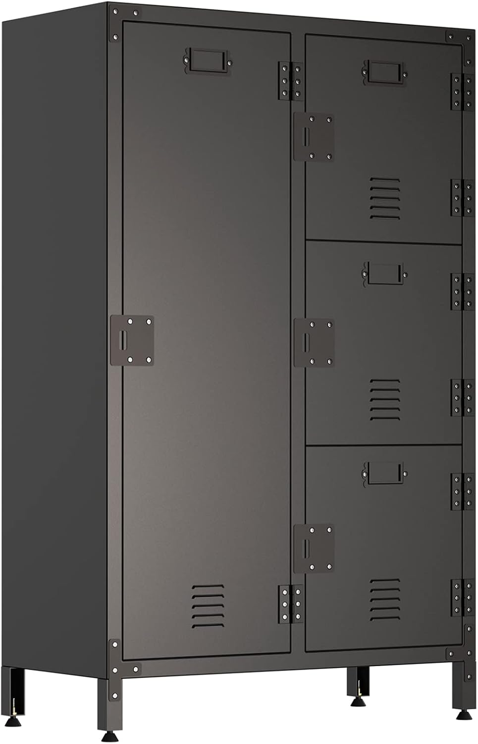 4 Door Black Steel Storage Cabinet with Vented Lockable Magnetic Doors Z39788