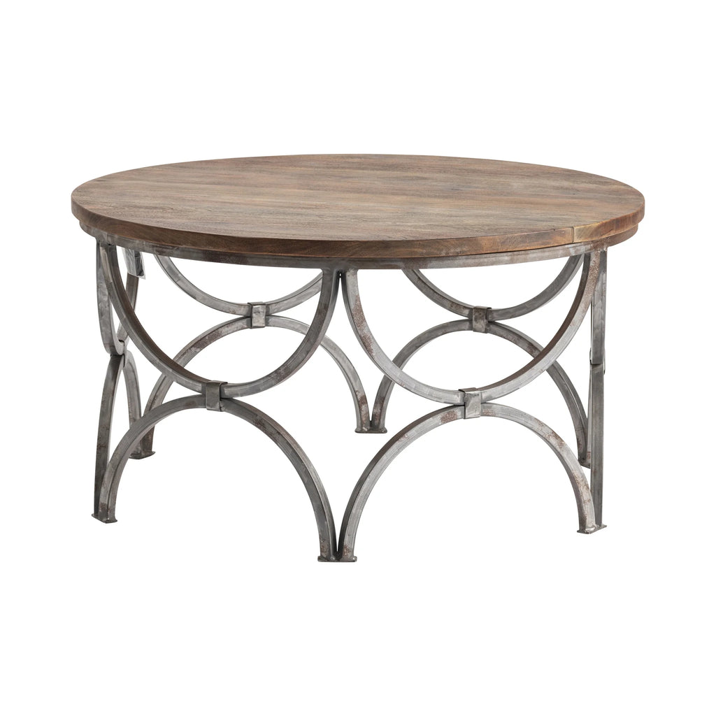 Mango Wood and Steel Round Cocktail Table V61719