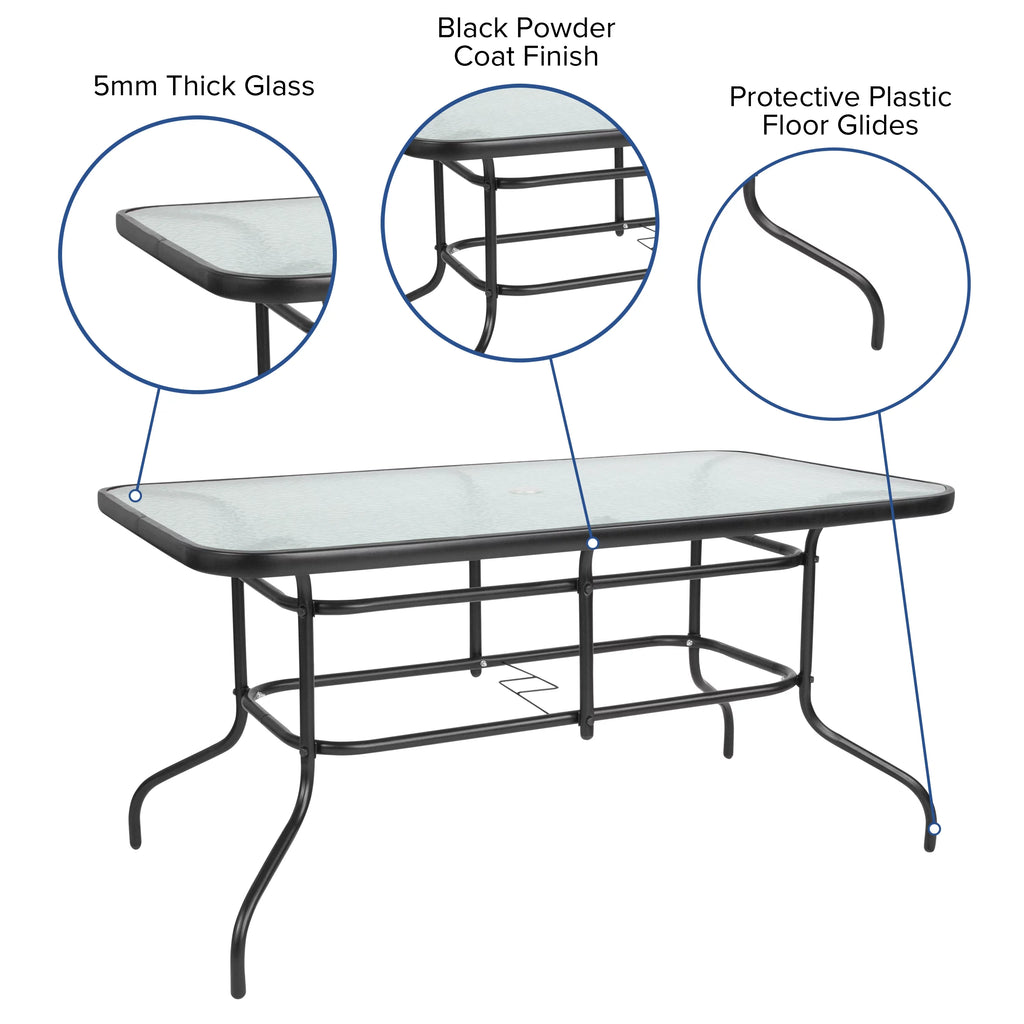7 Piece Outdoor Patio Dining Set with Umbrella Hole V4044
