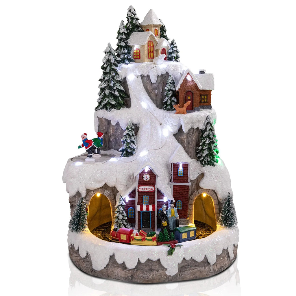 Christmas Village Houses Figurines with USB Motion and Lights G70803