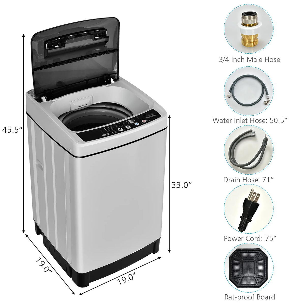 1.5 Cu.Ft 11 LBS Full-Automatic Washer & Dryer Grey F736195