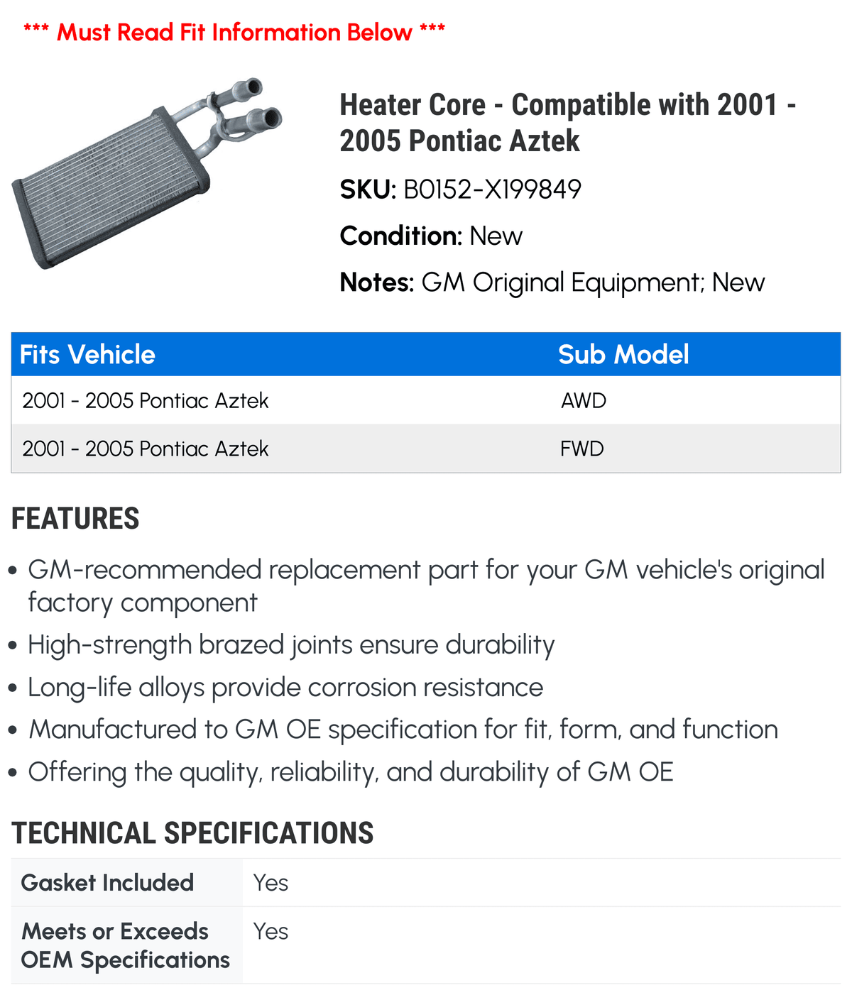 Heater Core S40546