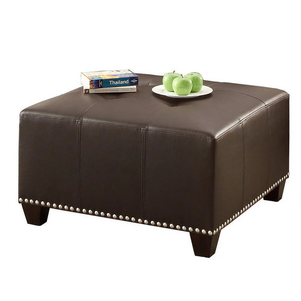 Black Bonded Leather Ottoman T290