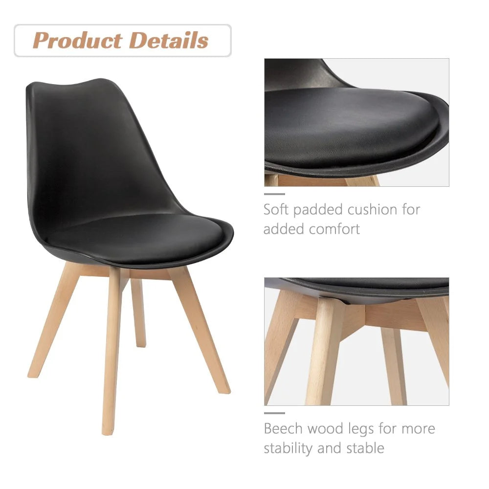 Black Upholstered Side Chair Set of 4 W7303
