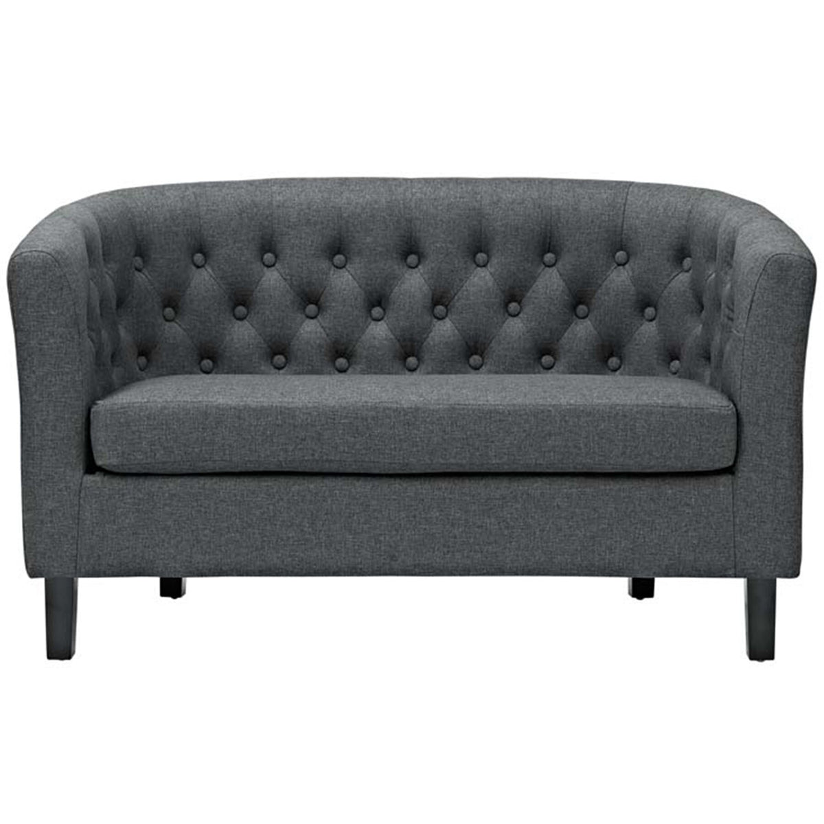Grey Fabric Button Tufted Loveseat I11571