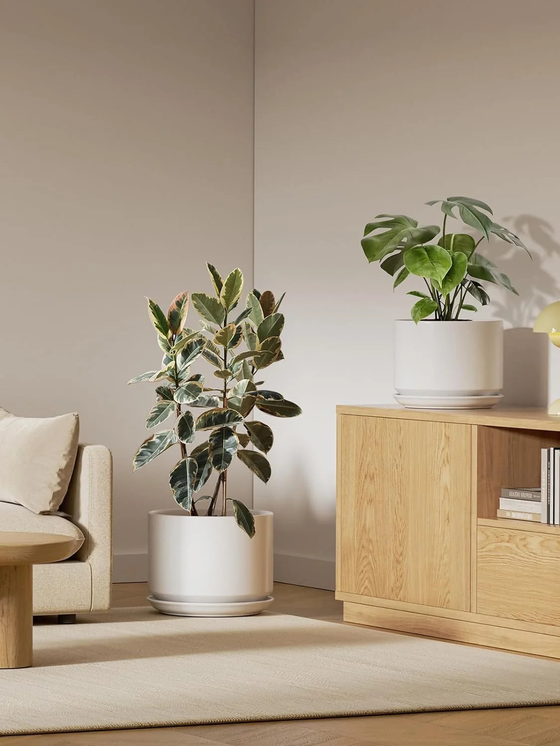 Ceramic Plant Pot with Drainage Holes and Saucer M324