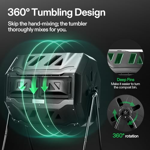43 Gallon Black Outdoor Tumbling Composter J914