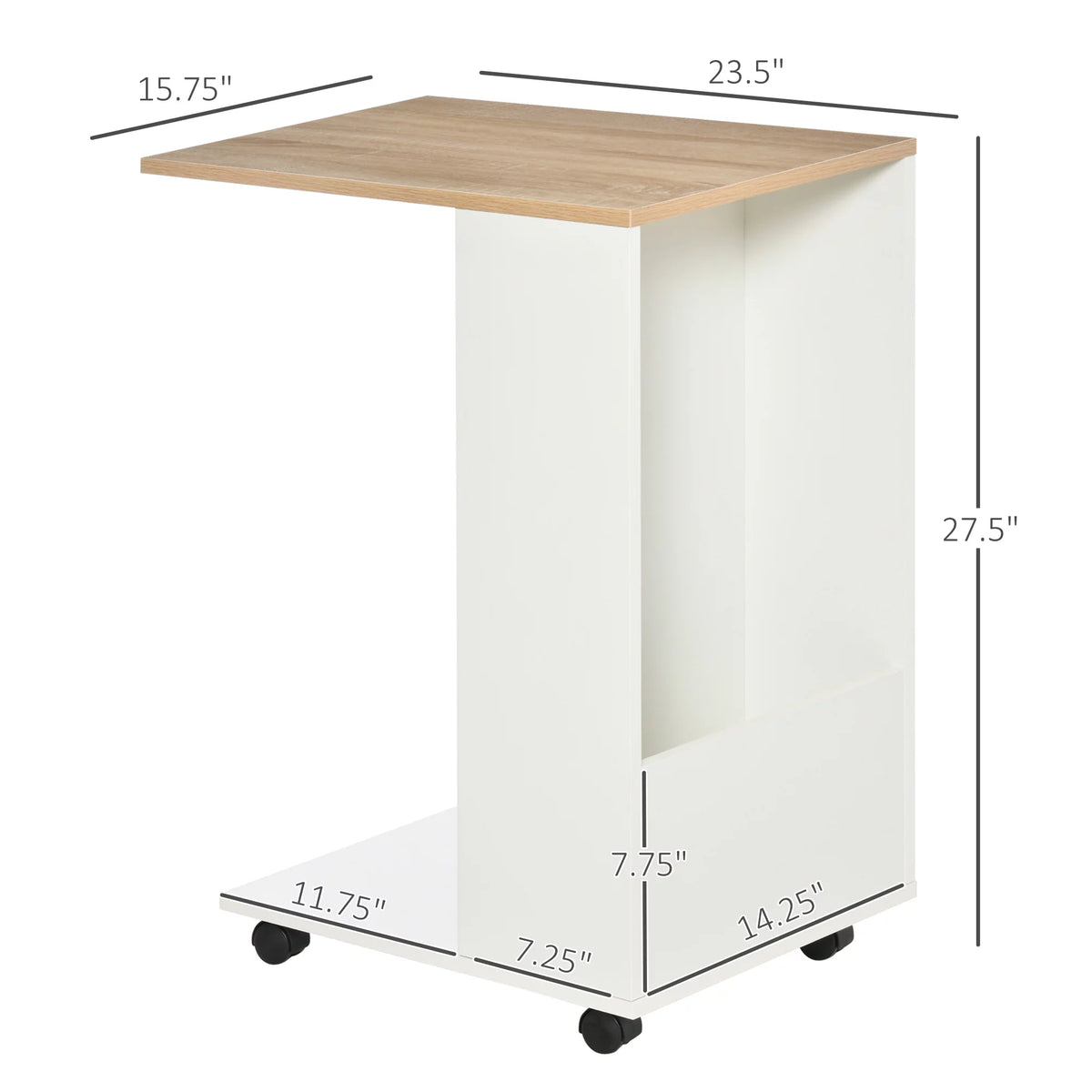 C-Shaped Sofa Side Table with Storage and Wheels I55770
