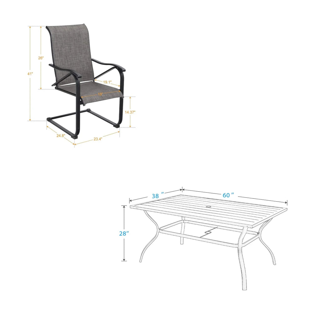 7 Pieces Outdoor Patio Dining Set with 6 Chairs and Dining Table, Gray J1414