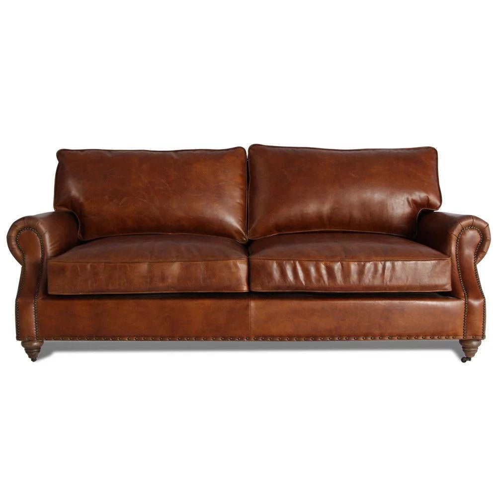 Antique 3 Seater Aged Leather Sofa W100