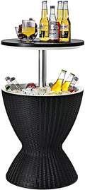 Black Rattan Style Cool Bar Table with 8 Gallon Cooler G441795