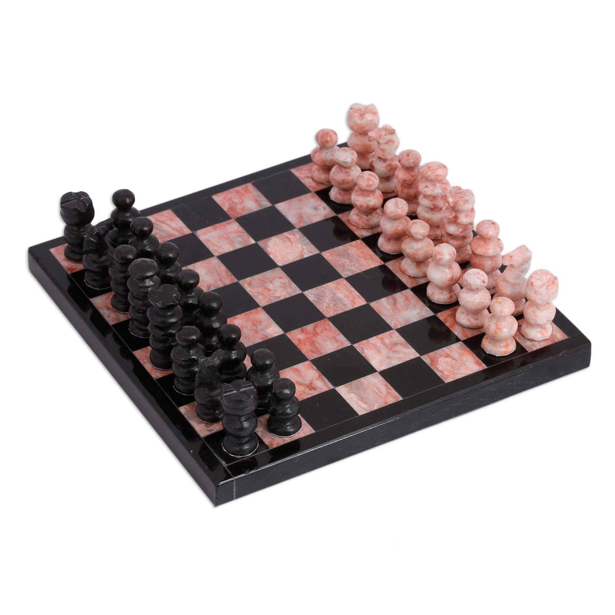 Black and Pink Small Marble Chess Set V47365