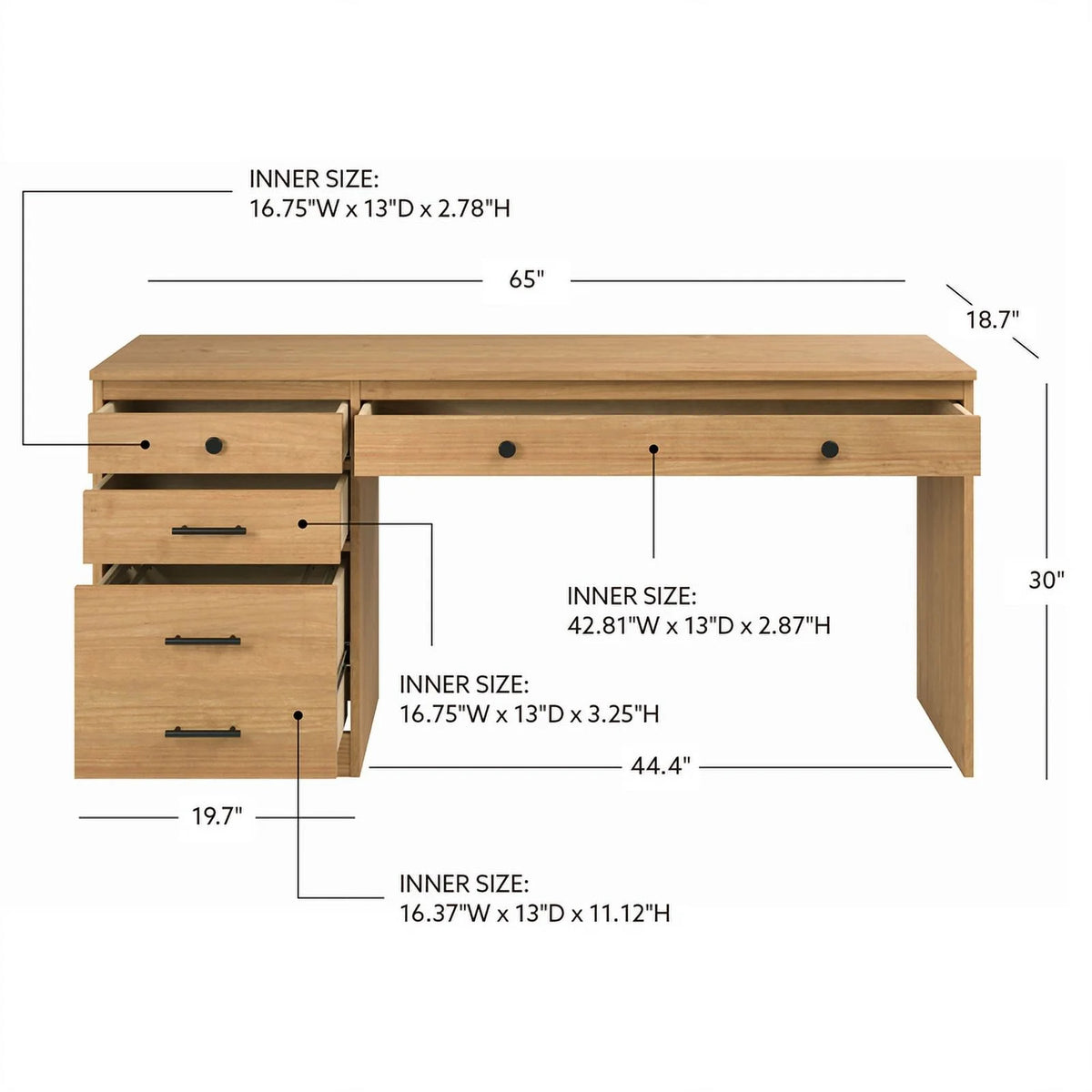 Wood Desk with File Cabinet S9382