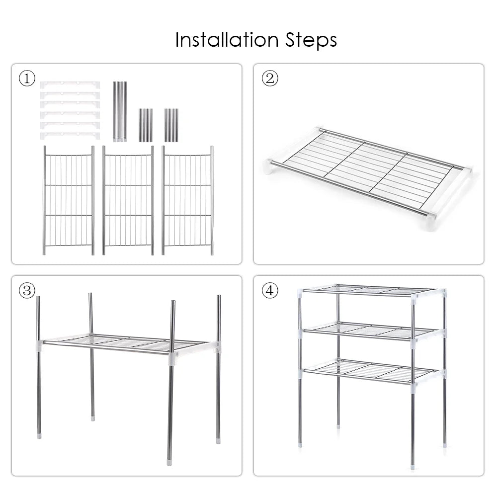 3-Tier Kitchen Storage Shelf Rack Microwave Oven Shelving Unit H653772