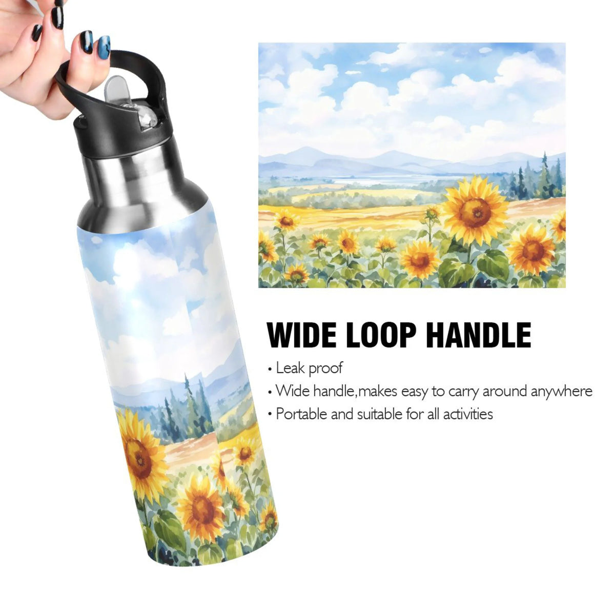 Stainless Steel Insulated Water Bottle with Straw Lid 20 oz X19647