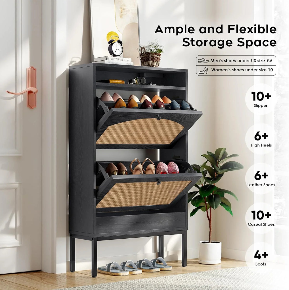 Black Shoe Storage Cabinet K961