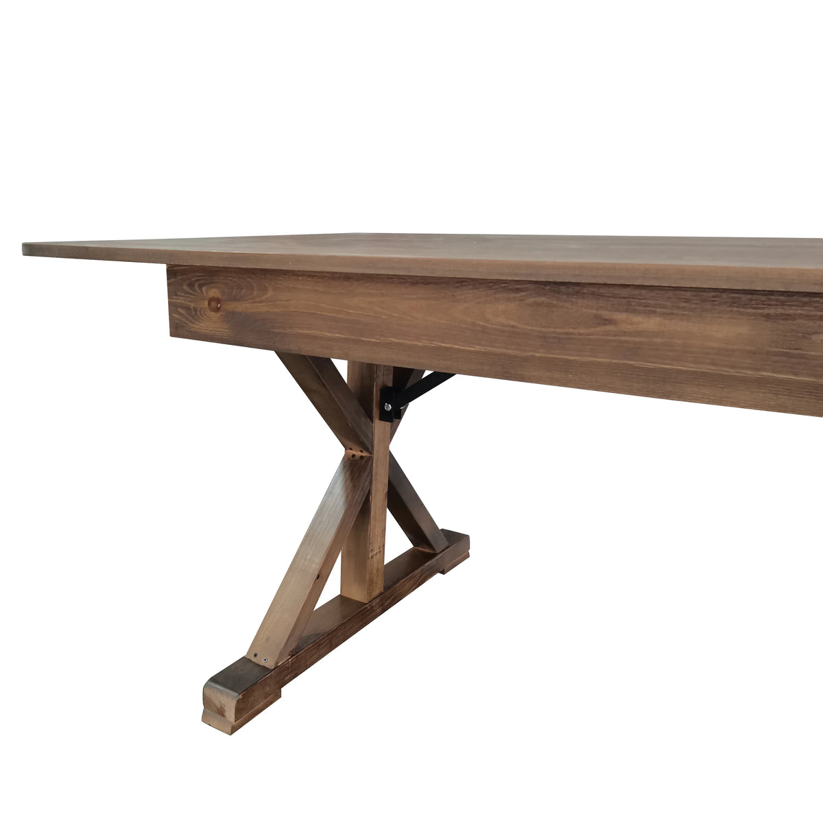Rectangular Solid Pine Folding Farm Table with Crisscross Legs D28600