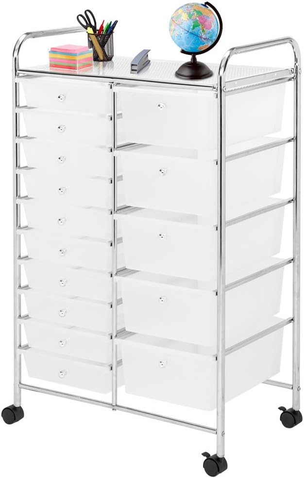 15-Drawer Rolling Organizer Cart, Multicolor, Pack of 2 A45821
