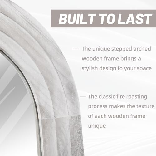 Arched Full Length Mirror with Solid Wood Frame Y914