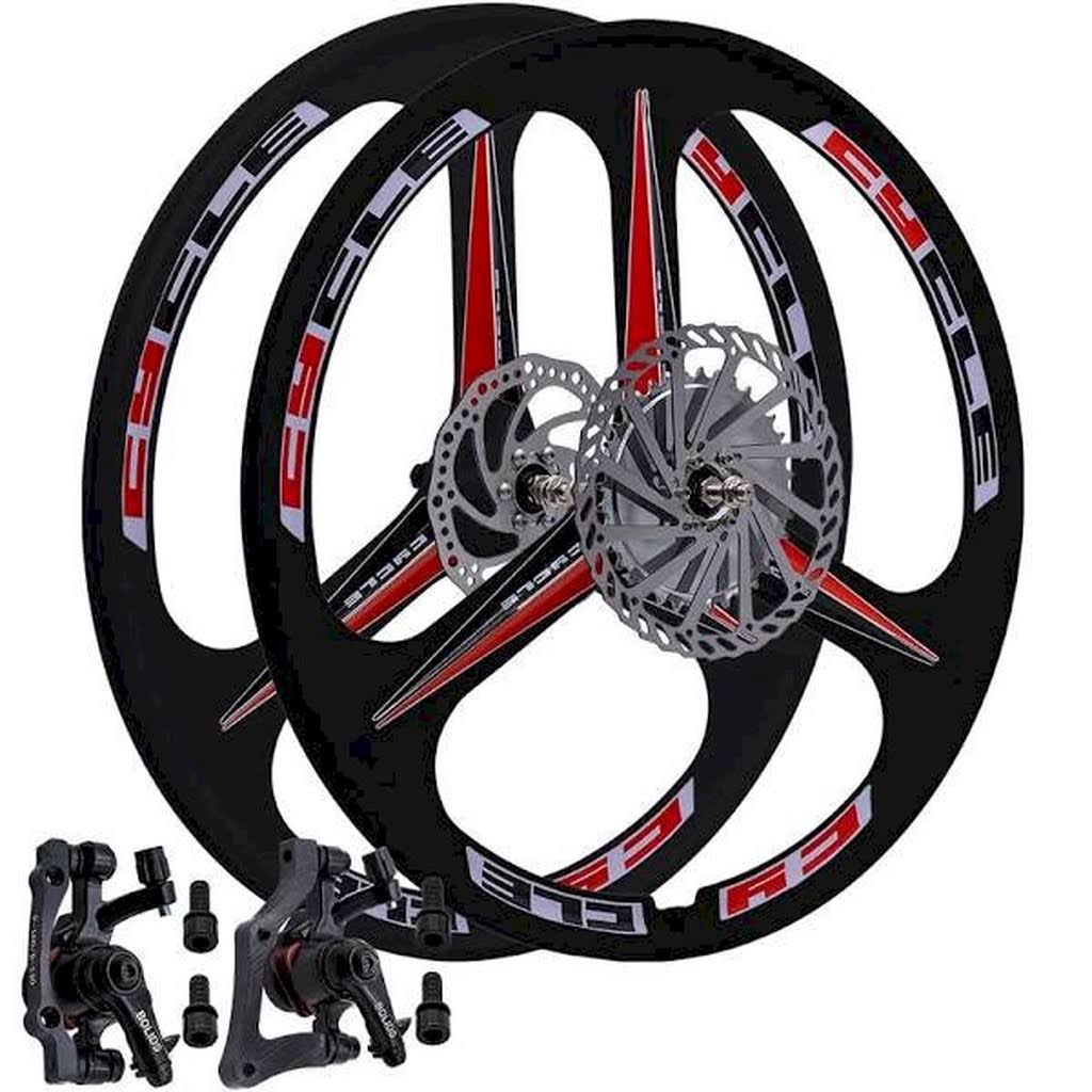 26 inch Heavy Duty 3 Spoke Motorized Bike Mag Wheel Set - Black X604115