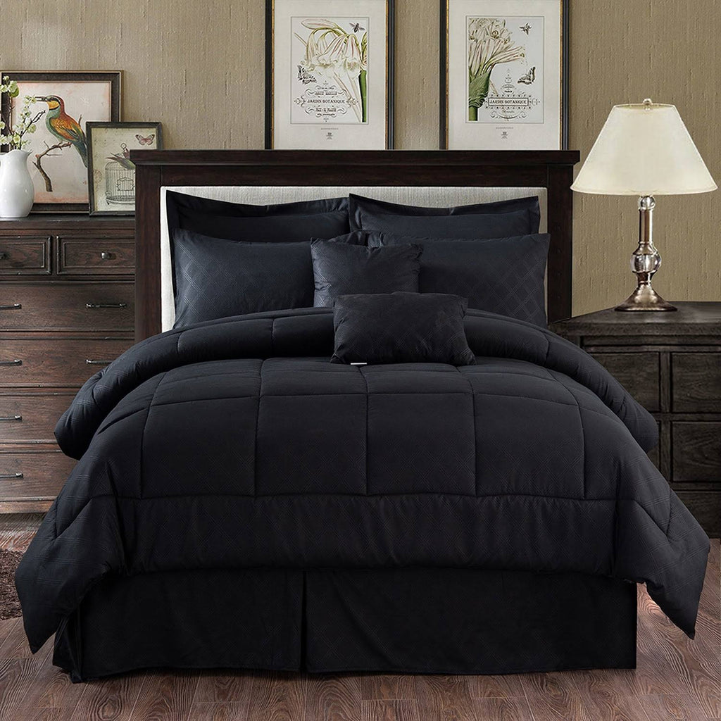 10 Piece Solid Color Microfiber Comforter and Sheets Set King Cal King T481621