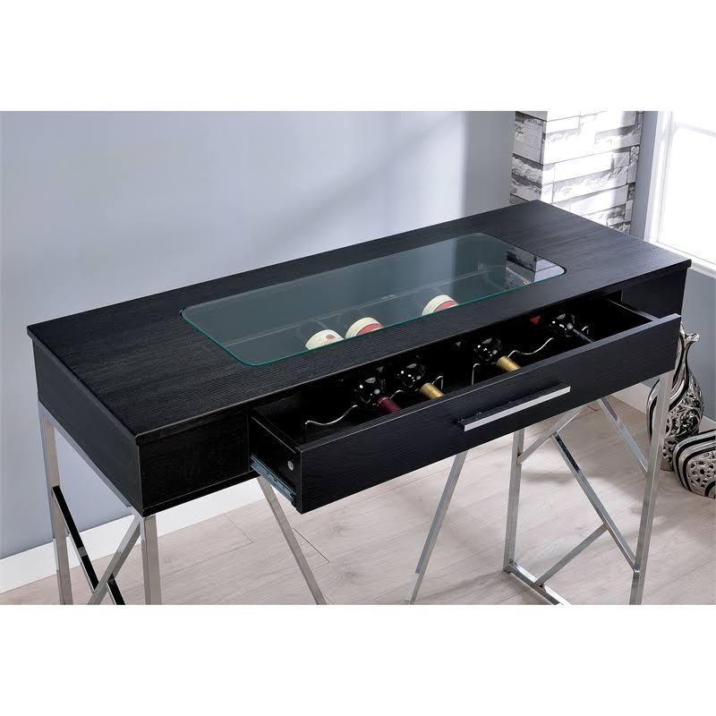 Counter Height Table in Chrome and Black E936