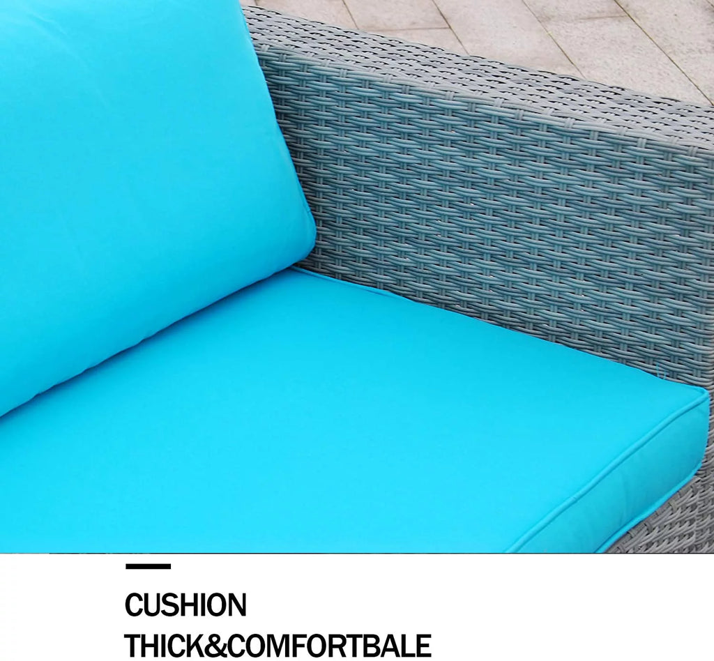 6 Pieces PE Rattan Wicker Outdoor Sofa Conversation Set with Cushions R7281