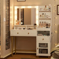 White Vanity Desk with Mirror and Lights E3705