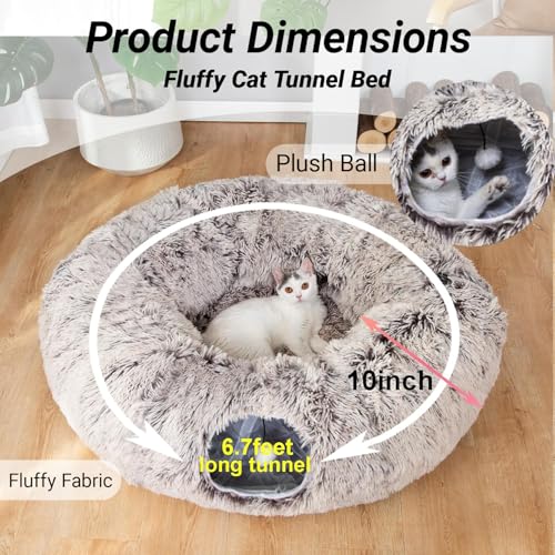 White Plush Collapsible Cat Dog Tunnel Bed L277