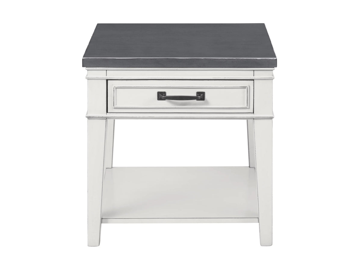 White and Grey 1 Drawer End Table O911436