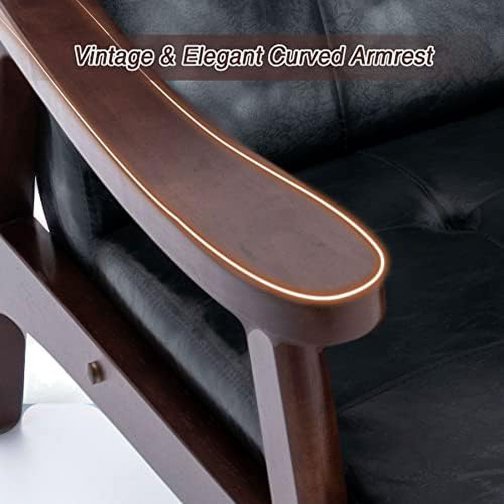 Orange Faux Leather Accent Chair with Solid Wood Frame Y65663