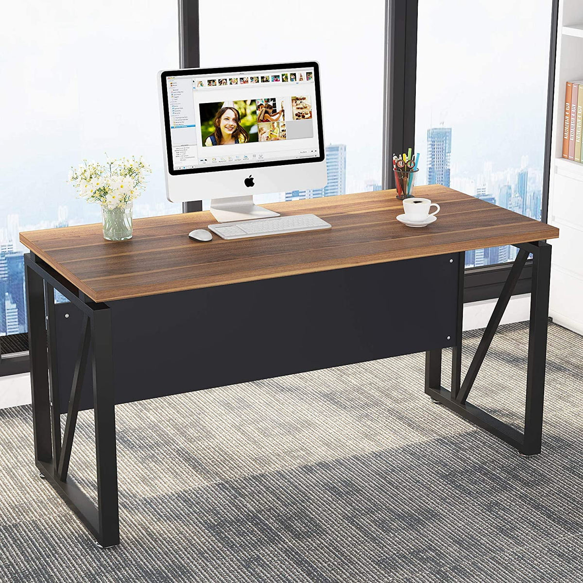 L-Shaped Computer Desk with File Cabinet and Storage Shelves V310